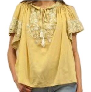 Kyla Seo Mavern Blouse Woman Sm Bamboo Embroidered Tassel Butterfly Flare Sleeve